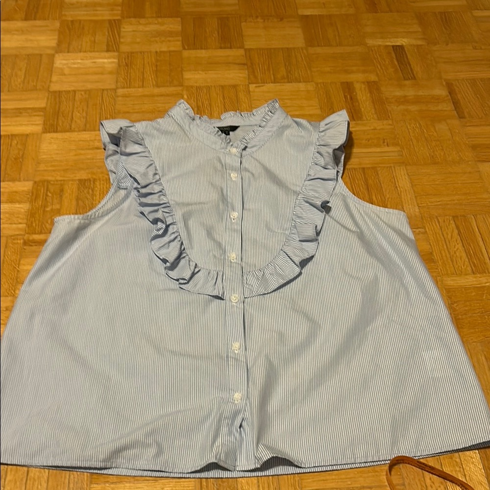 Marquis Blue Ruffled Sleeveless Top NWOT